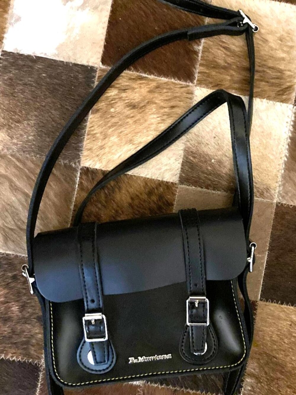 Dr. Martens Black Leather Crossbody Bag Satchel Adjustable Strap NWOT